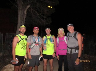Beginning their trek at 5 a.m.: Russell Wenz, Carlos Rodriguez, Don Ledford, Linda Pasalich, Jody Pasalich